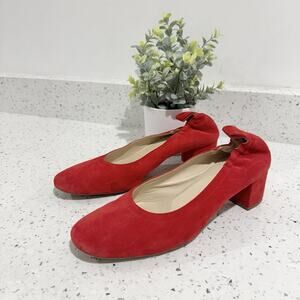 Everlane The Day Heel Red Suede Size 10.5 KD